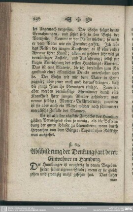 §. 64. Abschildrung der Denkungsart derer Einwohner in Hamburg