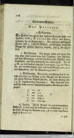 Siebentes Kapitel. Von Potenzen