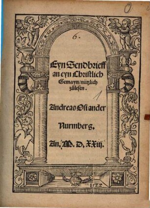 Eyn Sendbrieff an eyn Christlich Gemayn : nützlich zulesen