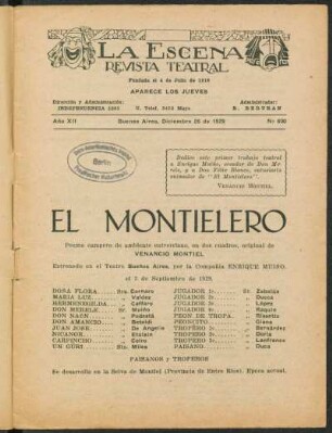 El montielero : poema campero de ambiente entrerriano, en dos cuadros