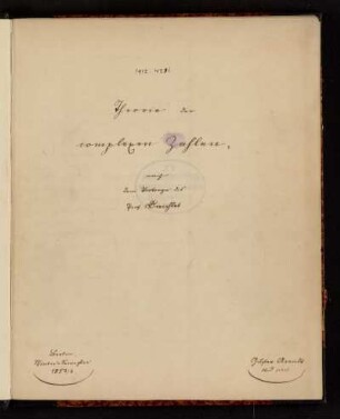Theorie der complexen Zahlen. [Vorlesungsnachschrift], Berlin, 1853 - 1854