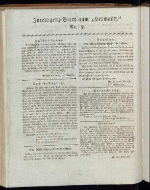 Intelligenz=Blatt zum „Hermann”. Nr. 5.