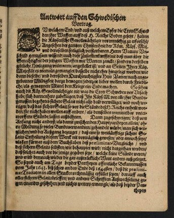 4r-8v, Antwort auff den Schwedischen Vortrag