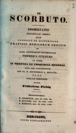 De scorbuto : Dissertatio inauguralis medica