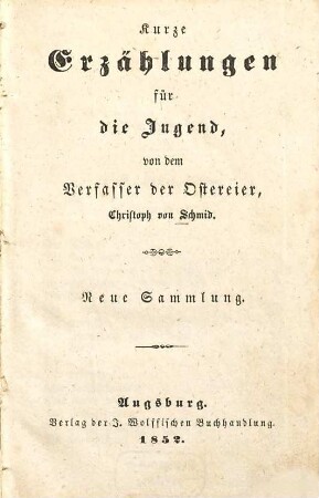 Kurze Erzählungen für die Jugend