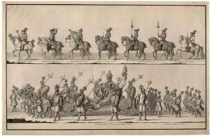 Herold und Triumphwagen des Mars beim Aufzug zum Ross- und Fußturnier 1719 auf dem Dresdener Altmarkt