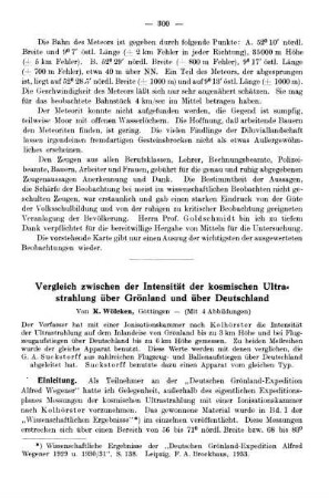 Vergleich zwischen der Intensität der kosmischen Ultrastrahlung über Grönland und über Deutschland