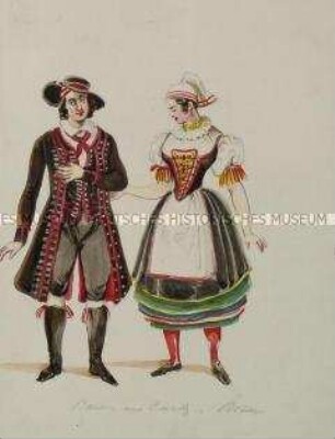Bauernpaar aus Saatz in Böhmen - Tafel aus Franceschini/Kostümbilder (Kassette 1)
