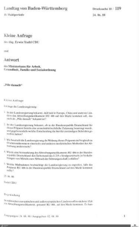 Anfrage der CDU: Pille danach