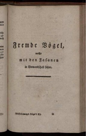 Fremde Vögel, welche mit den Fasanen in Verwandschaft stehen.