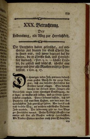 XXX. Betrachtung. Der Leidensweg, ein Weg zur Herrlichkeit.