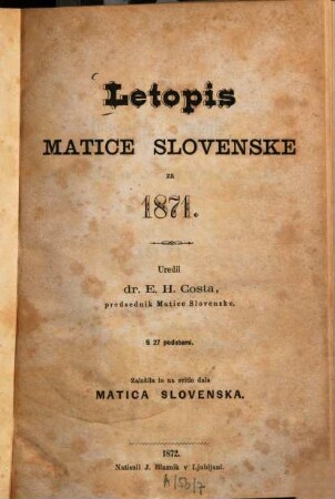 Letopis Matice Slovenske. 1871 (1872)