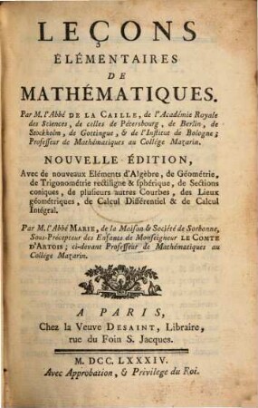 Leçons élémentaires de mathématiques