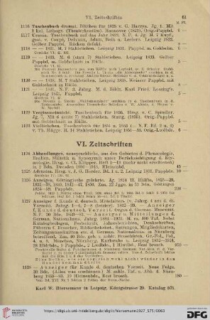 VI. Zeitschriften (Nr. 1124 - 1272)
