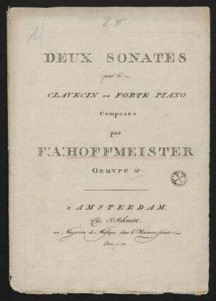 Deux sonates pour le clavecin ou forte piano, op. 10