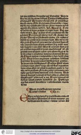 Utrum predestinatorum numerus sit certus et finitus. Capitulum x.