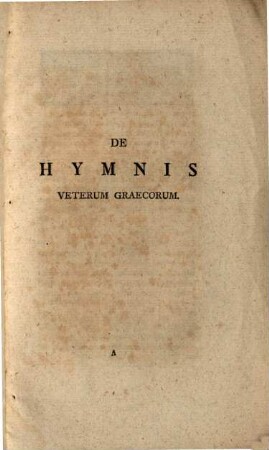 De Hymnis veterum Graecorum