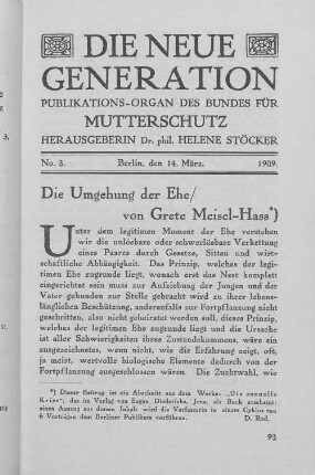 No. 3. Berlin, den 14. März. 1909.