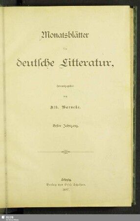 1.1896/97: Monatsblätter für deutsche Litteratur