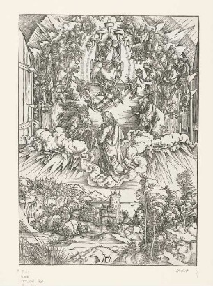 Johannes vor Gottvater und den Ältesten, Blatt 2 aus: Albrecht Dürer, Apocalipsis cum figuris, Nürnberg 1498