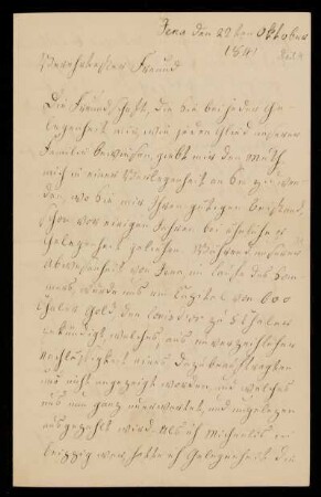 21: Brief von Julie Marezoll an Gustav Hugo, Jena, 22.10.1841