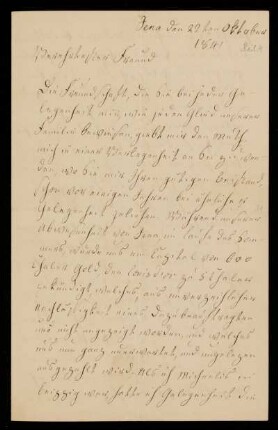 21: Brief von Julie Marezoll an Gustav Hugo, Jena, 22.10.1841