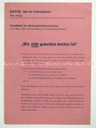 Merkblatt für die Werbung von Mitgliedern der NSV
