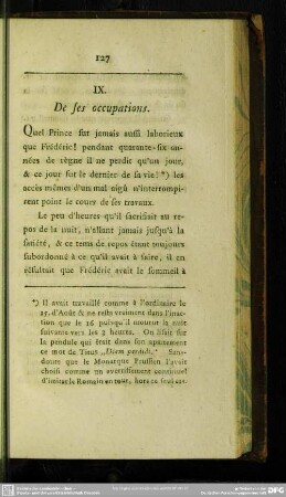 IX. De ses occupations