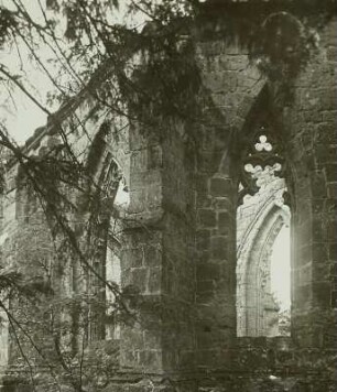 Oybin, Burgberg. Ruine der Klosterkirche, Fenster von Südosten