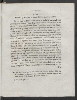 §. II. Malum hystericum a malo hypochondriaco differt