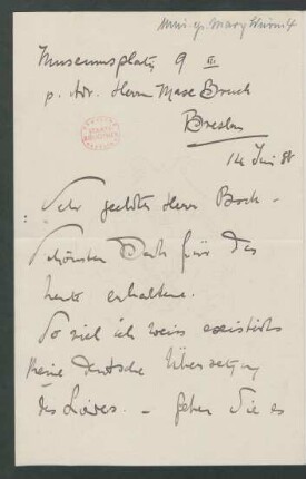 Brief an Hugo Bock : 14.06.1888