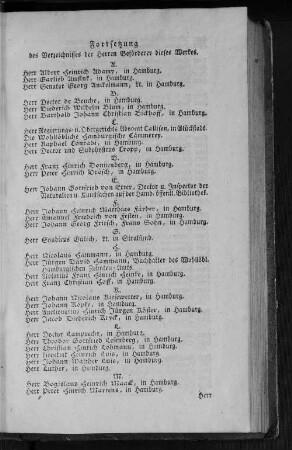 Fortsetzung des Verzeichnisses der Herren Beförderer dieses Werkes.