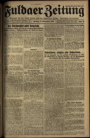 Ausgabe vom Freitag, den 25. November 1932.