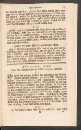 Titulus XXI. Von den Verjährung zu latein Praescriptio genannt.