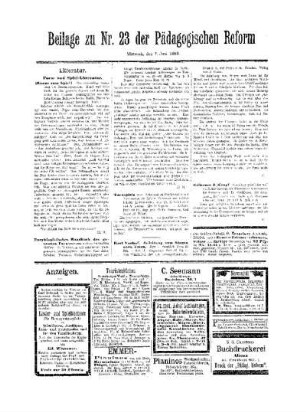 Litteratur : Beilage zu Nr. 23 der Pädagogischen Reform
