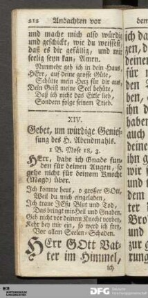 XIV. Gebetm um würdige Geniessung des H. Abendmahls.