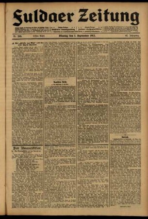 Erste Ausgabe vom Montag, den 01. September 1913.