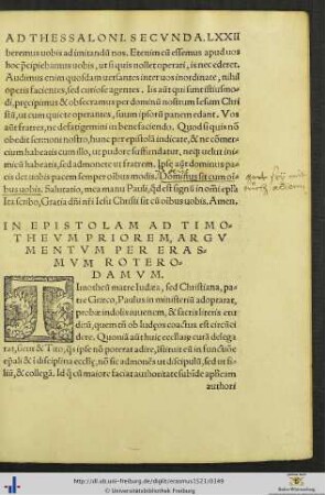 Epistolae Ad Timotheum cum Argumetis