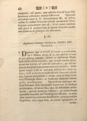 § IV. Argumenta utriusque Sententiae ex VERBO DEI TRADITO.