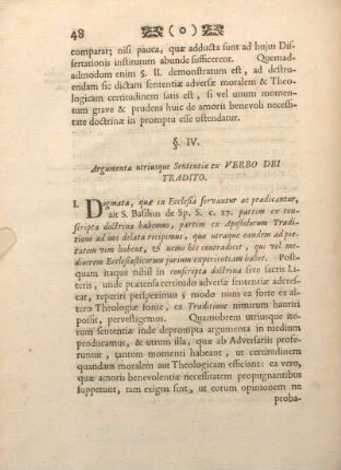 § IV. Argumenta utriusque Sententiae ex VERBO DEI TRADITO.