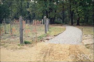 Potsdam, Park Sacrow, Wegebau zwischen Uferweg und Fährstraßenecke.
