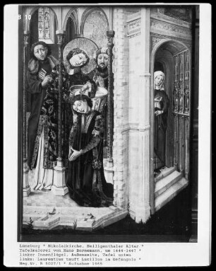 Heiligentaler Altar: Laurentius tauft Lucillus im Gefängnis