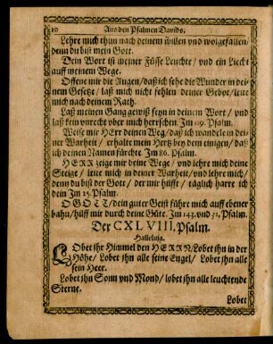 Der CXLVIII. Psalm.