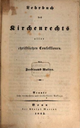 Lehrbuch des Kirchenrechts aller christlichen Confessionen