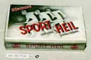 Pappschachtel für 50 Gramm "BÖNINGER SPORT HEIL LEICHTER SCHÄG-TABAK"