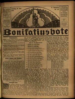 Erste Ausgabe vom Sonntag, den 29. Juni 1924.