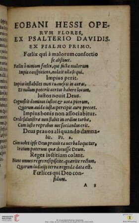 Eobani Hessi opervm flores, ex psalterio Davidis