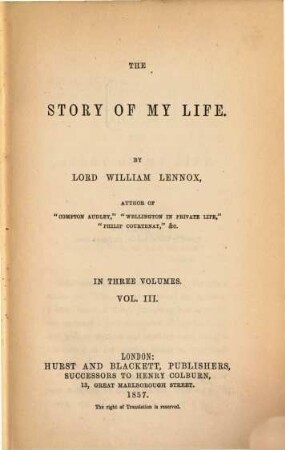 The story of my life : In three volumes, III