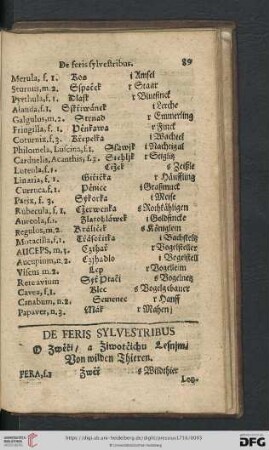 De feris sylvestribus