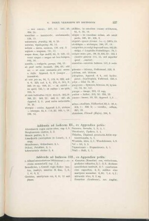 Addenda ad Indicem III., ex Appendice petita: